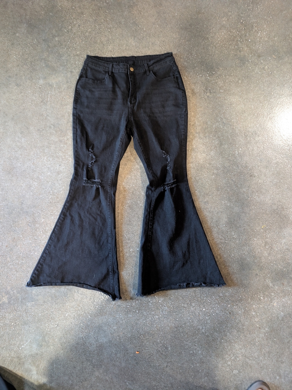Women’s Black Distressed Flare Jeans